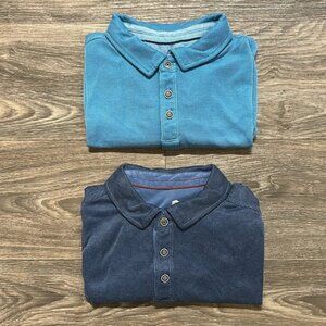 Bundle 2 Tommy Bahama Large Polo Golf Shirts Breezeway Tencel Blue Beach Logo